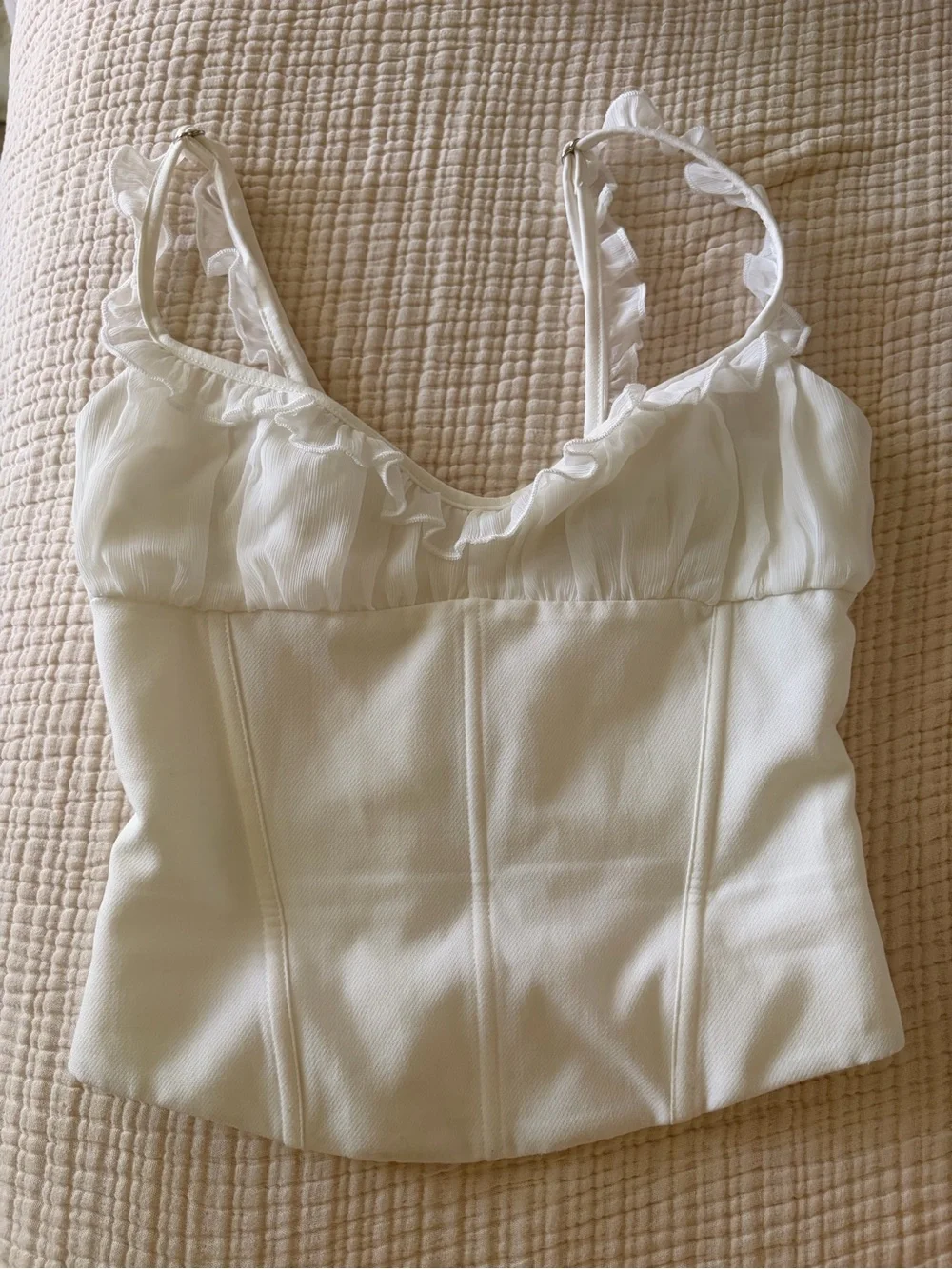 White Fox Boutique White Ruffle Bustier Cami - Picture 2 of 3